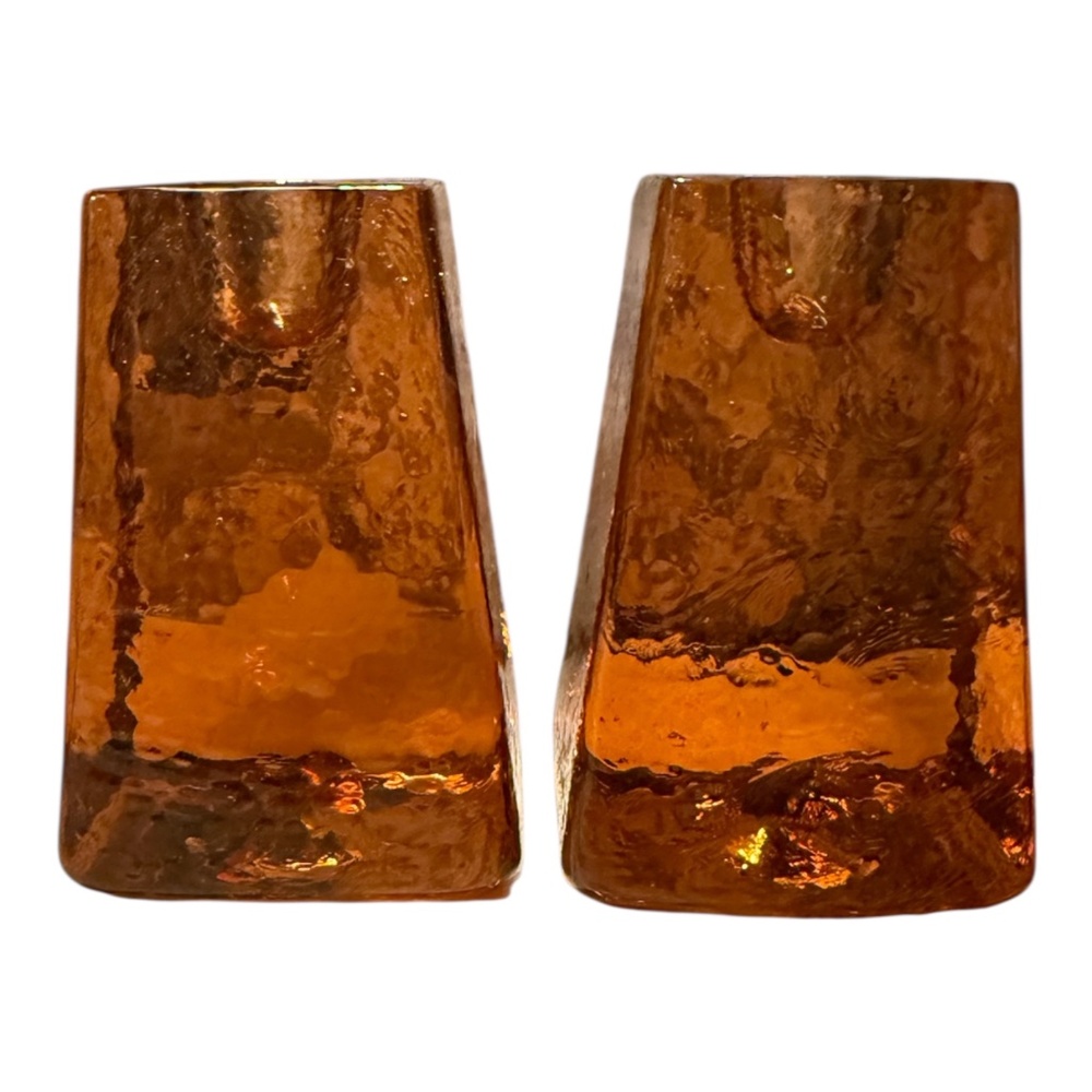 2 Fire & Light Copper Taper Candle Stick Holders Signed